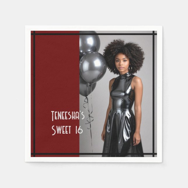 16-Party-Papierserviette schwarz Serviette (Vorderseite)