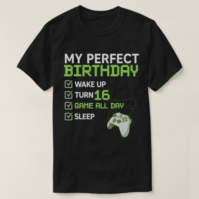 16. Perfect Birthday Boys Gaming 16 Jahre alt Gif T-Shirt (Design vorne)