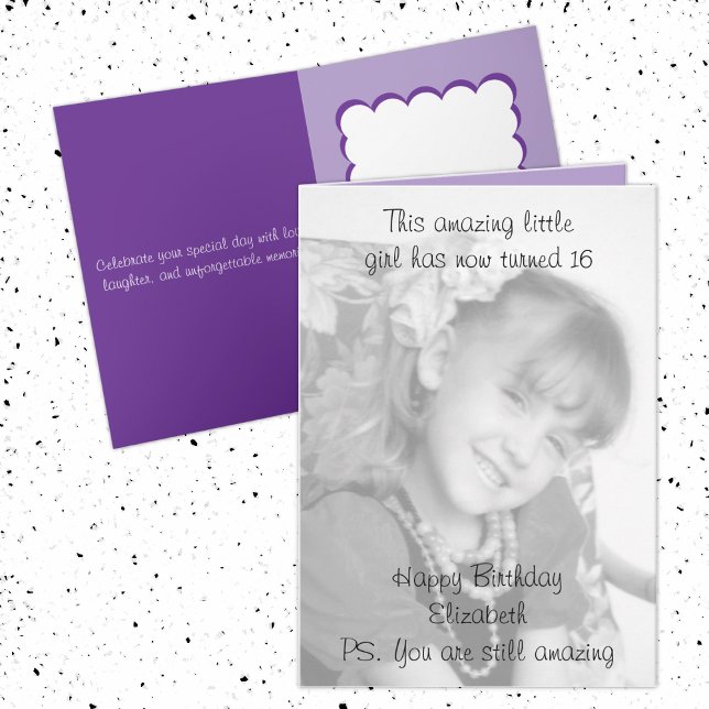 16. phantastischer Name lila Foto Karte (Von Creator hochgeladen)