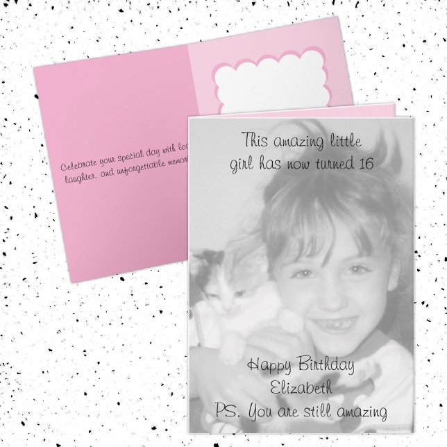 16. phantastischer Name Rosa Geburtstag Foto Karte (Von Creator hochgeladen)