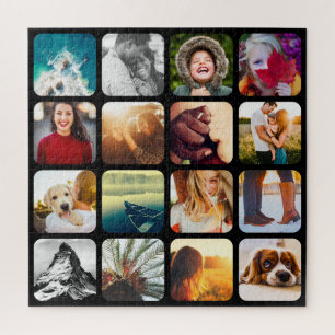 16 Photo Jigsaw Puzzle Modèle Noir arrondi