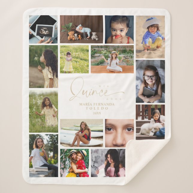 16 Photos Collage Timeline Life Quinceañera Sherpadecke (Vorderseite)
