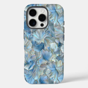 16 Pro Coque iphone d'impression bleu pétale Iridescente