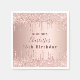 16. Rose Gold Glitzer Tropfen Monogramm Serviette