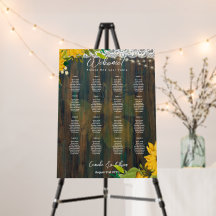 16 rustikale Holz Sonnenblumen Spitzen-SITZENCHART