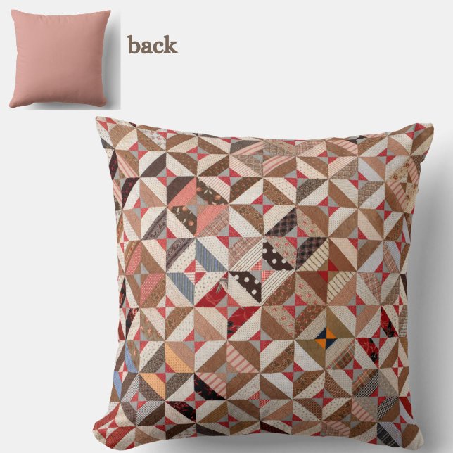 16" Rustikales Vintages Quiltmuster farbenfroh Kissen (Add rustic elegance to your home with this vintage patchwork quilt pattern throw pillow.)