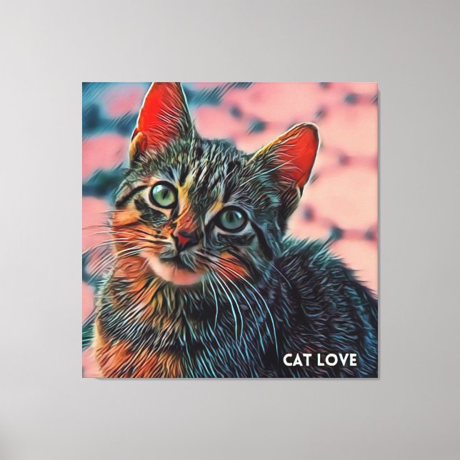 16. Schöne niedliche, coole, farbenfrohe Katze Leinwanddruck (Vorderseite)