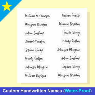 16 Schwarze Namen   Elegante Kalligrafieschrift Aufkleber