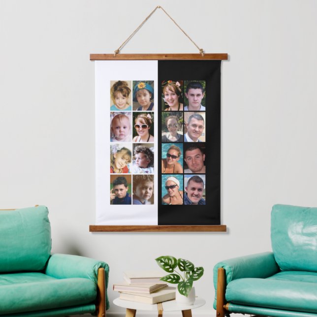16 Schwarzweiß-Collage mit 16 Foto Wandteppich Mit Holzrahmen (Wohnzimmer)