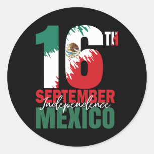 16. September Mexikanischer Unabhängigkeitstag Shi Runder Aufkleber