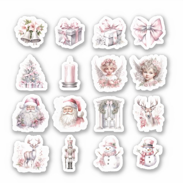 16 Stickers Vinyl Coupés Sur Mesure De Noël (Devant)