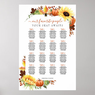 16 Tabelle Hochzeit im Herbst Seating Chart Poster