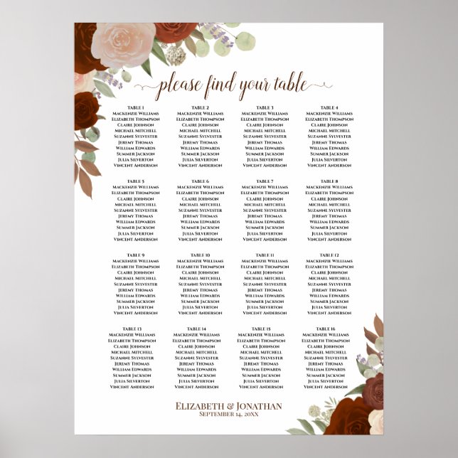 16 Tableau Automne Floral Boho Mariage Tableau de  (Devant)