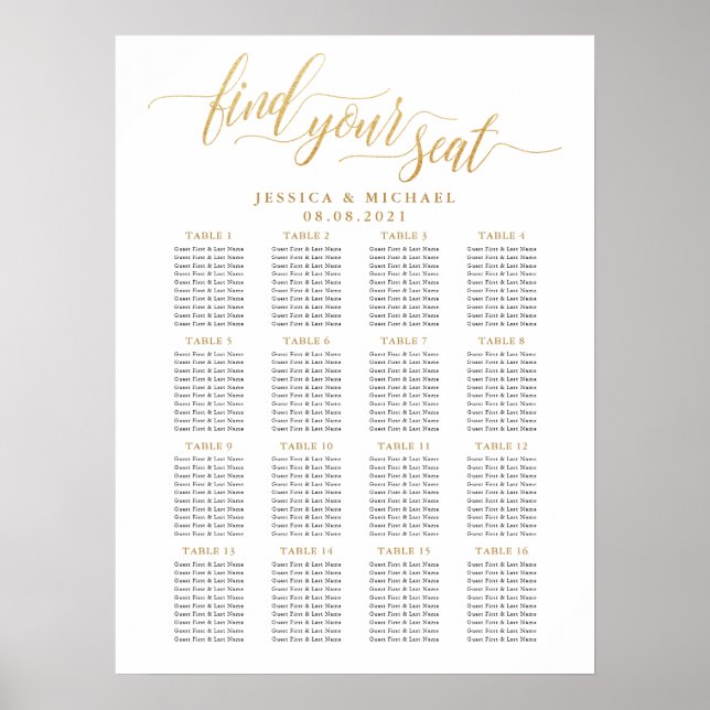 16 Tableau Grand Mariage Or Places assises (Devant)