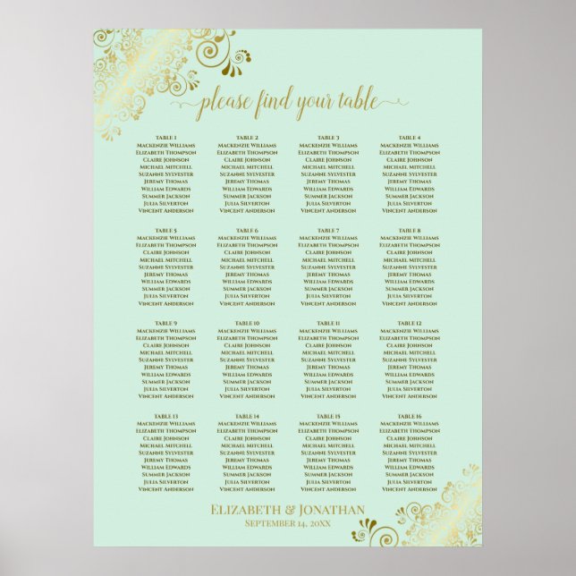 16 Tableau Monnaie Mariage vert et or Tableau de s (Devant)