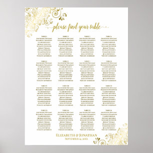 16 Tafelgoldkübel für Hochzeitssitze weiß Poster
