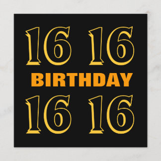 16. Teen Birthday Modern Gold und Black W1015 Karte