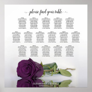 16-Tisch-Hochzeits-Sitzordnung Pflaume Lila Rose Poster