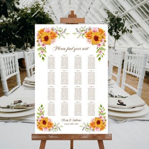 16-Tisch-Sonnenblumen-Hochzeits-Sitzplan Poster