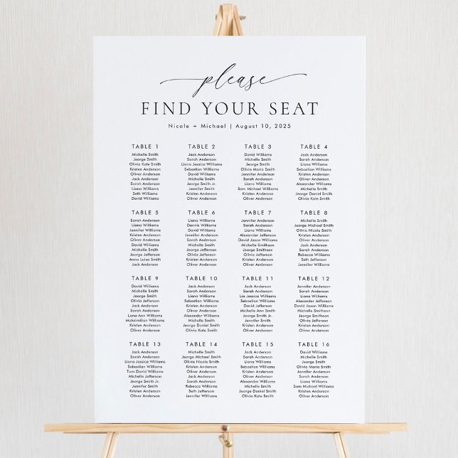 16 Tische Finden Sie Ihre Sitzplakette Poster (Von Creator hochgeladen)