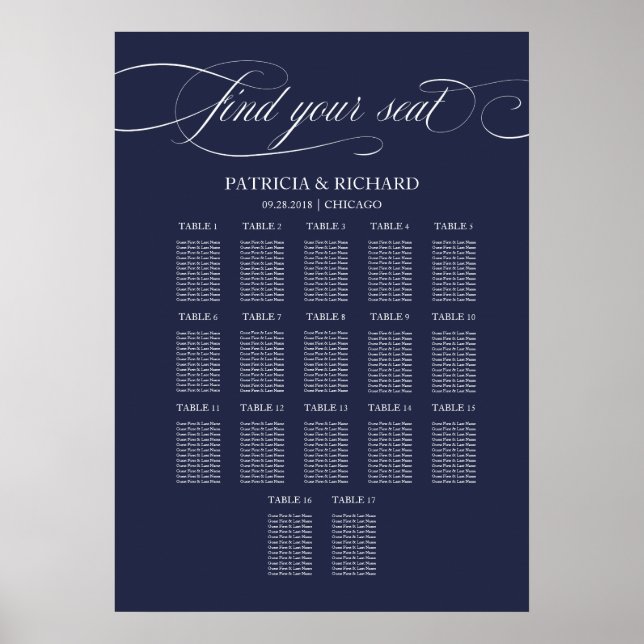 16 Tische Hochzeit Sitzplan Schild (Vorne)