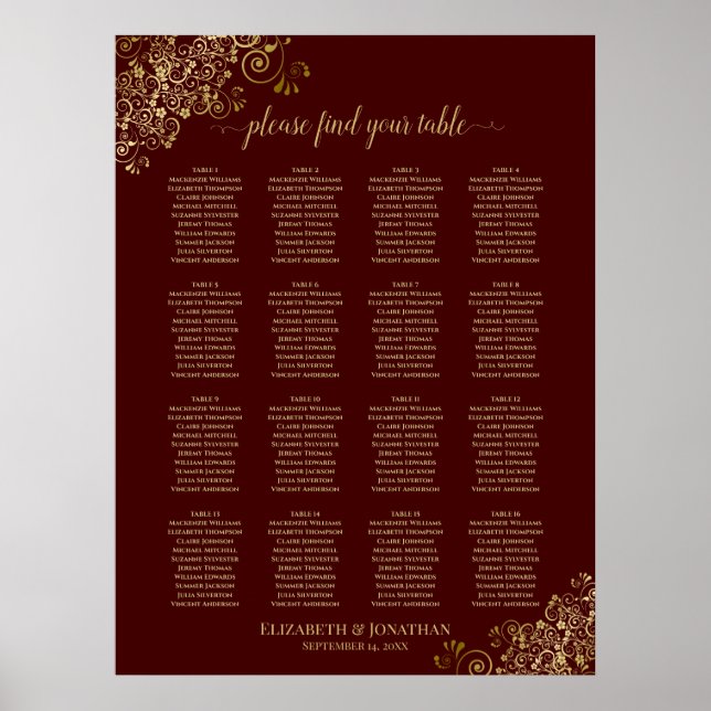 16 Tischtennis Gold Hochzeitssattel Auburn Poster (Vorne)