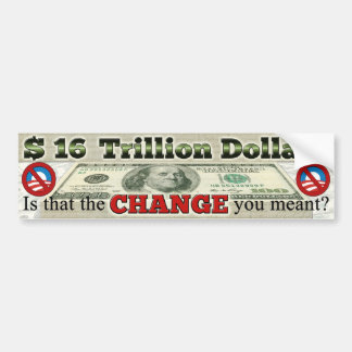 $ 16 TRILLION STAATSANGEHÖRIG-SCHULDEN AUTOAUFKLEBER