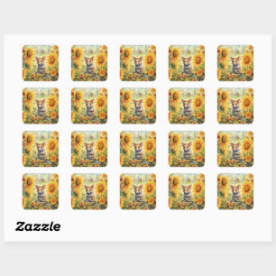 16 von 17 Sonnenblumengarten Miceville Quadratischer Aufkleber