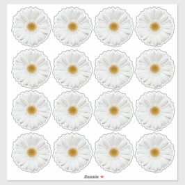 16 White Gerbera Daisy Blume Kiss-Cut Stickers Aufkleber