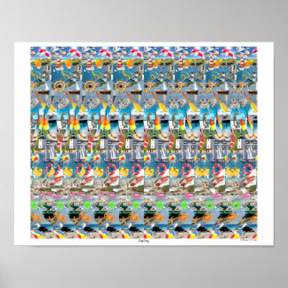 16" x 14" "Sailing" 3D-Poster von Magic Eye® Poster