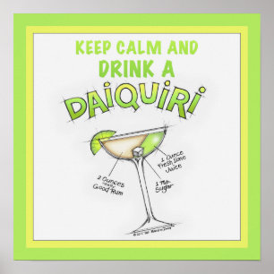 16" X 16" DAIQUIRI-REZEPT COCKTAIL-KUNST POSTER