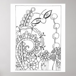 16"x 20" Moth, Schnecke mit Fantasy-Blume-Färbung Poster