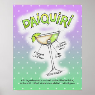 16" x 20" POSTER - DAIQUIRI-REZEPT COCKTAIL-KUNST