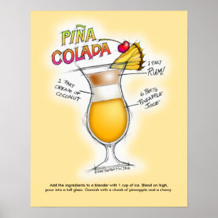 16" x 20" POSTER - PINA COLADA REZEPT COCKTAIL KUN