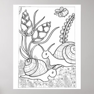 16"x 20" RiesenSchnecken mit Fantasy-Blume-Färbung Poster