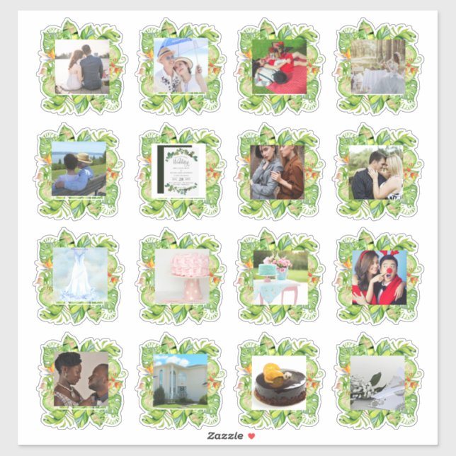 16 x WEDDING FOTO Journal Planner Tropische Blätte Aufkleber (Blatt)