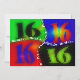 16e anniversaire de fête INVITATIONS - Abstrait