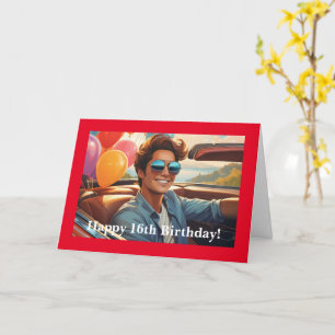 16e anniversaire du jeune homme, carte pliée de 5 