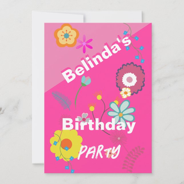 16e anniversaire Floral Flower Pink Invitation (Devant)