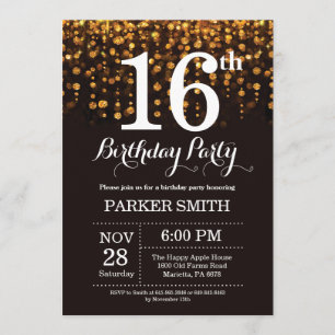16e anniversaire Invitation Parties scintillant d'