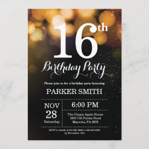 16e anniversaire Invitation Parties scintillant d'