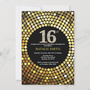 16e anniversaire Invitation Parties scintillant no