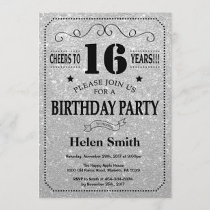 16e anniversaire Invitation Parties scintillant no
