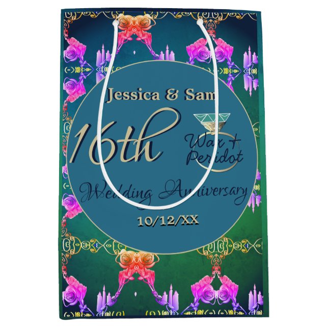 16e Mariage, sac cadeau à fleur Statice (Devant)