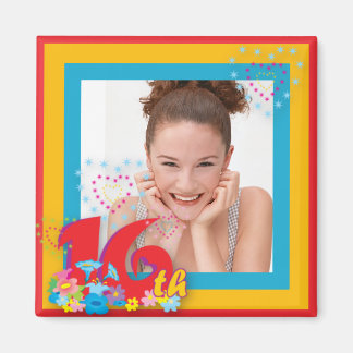 16ème Aimant de cadre de photo d'anniversaire