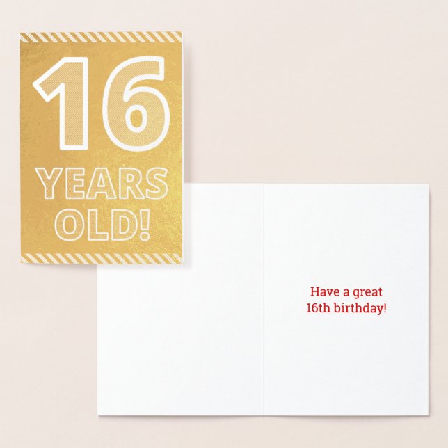 16ème anniversaire : Bold "16 ans !" Carte Gold Fo (Affichage)