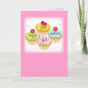 16ème anniversaire de bonbon heureux, carte rose