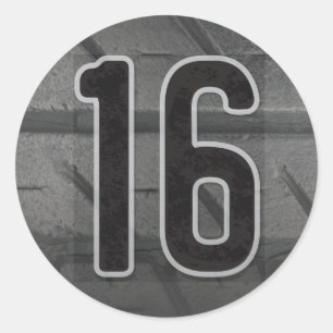 16ème Autocollant de l'anniversaire du garçon