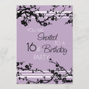 16ème carte d'invitation de fête d'anniversaire de