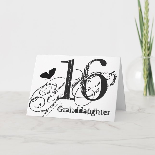 16th birthday for a granddaughter, Butterfly. Karte (Vorderseite)